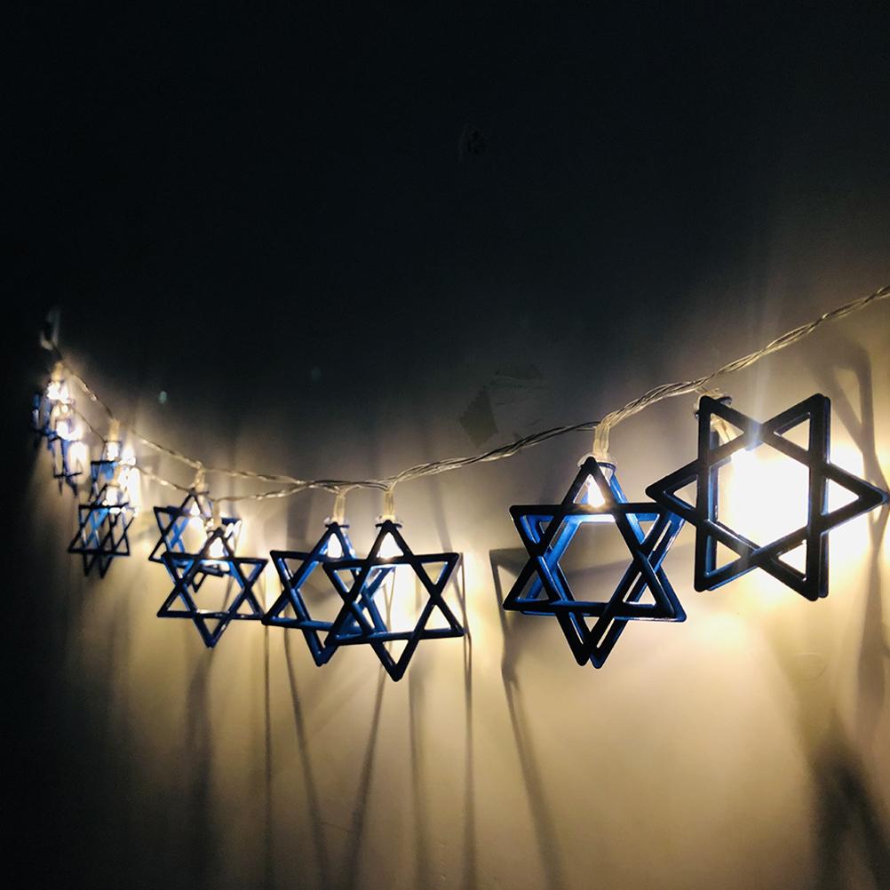 Pcs Six Pointed Star String Light Hanukkah Decorations Party Supplies Je Festive Garland Warm Lighting Outdoor Indoor