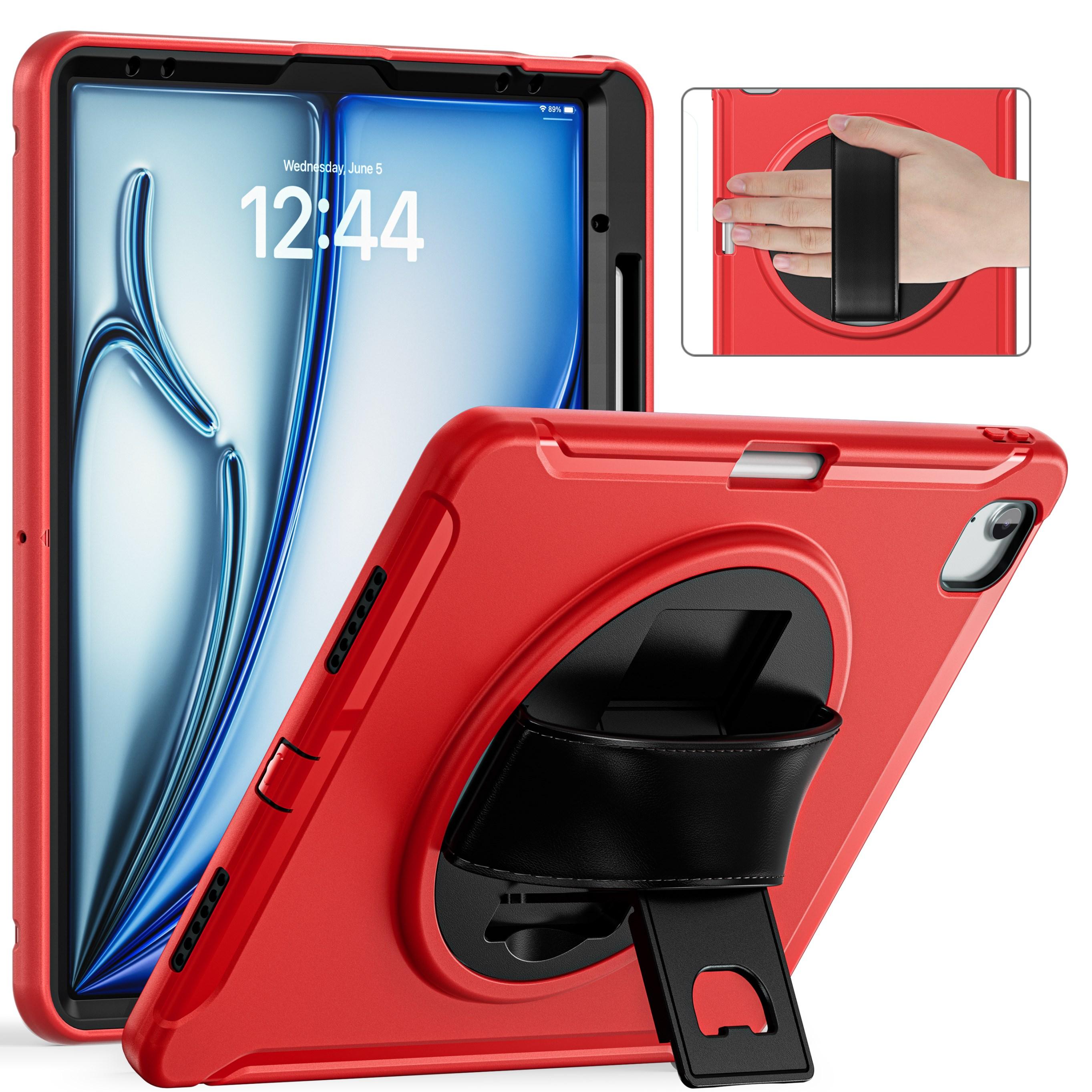 

360 Rotatable Stand Case Universal For iPad Air 13 2025 M3 2024 M2 Pro 12.9 2018 2020 2021 2022 3rd 4th 5th 6th Gen PC-TPU Cover iPad Air 13 2025 M3 красный