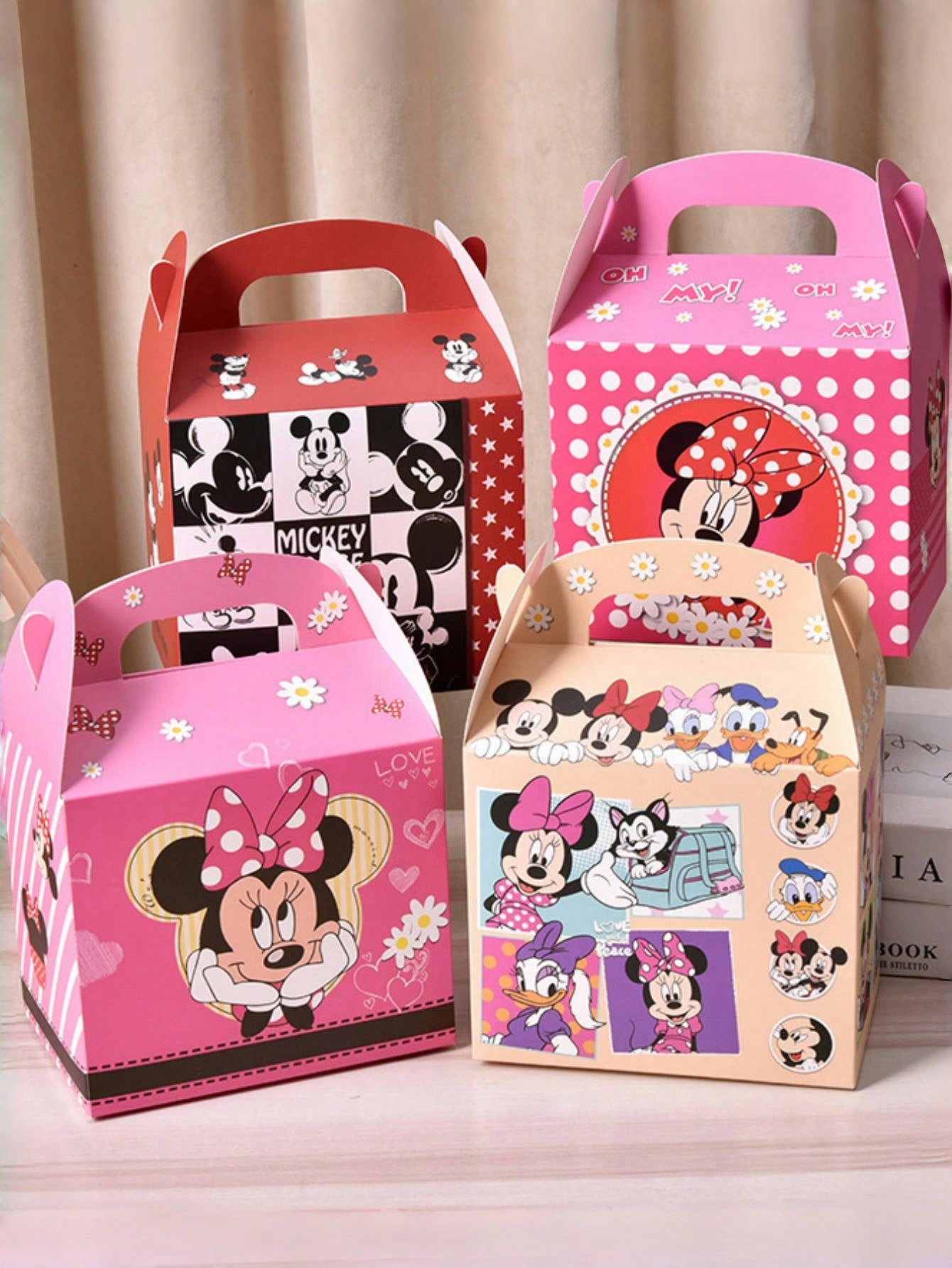 

4/8pcs Disney Disney Mickey Mouse Mini Cartoon Candy Gift Box, Suitable For Party Holiday Birthday Gift Packing 4pcs