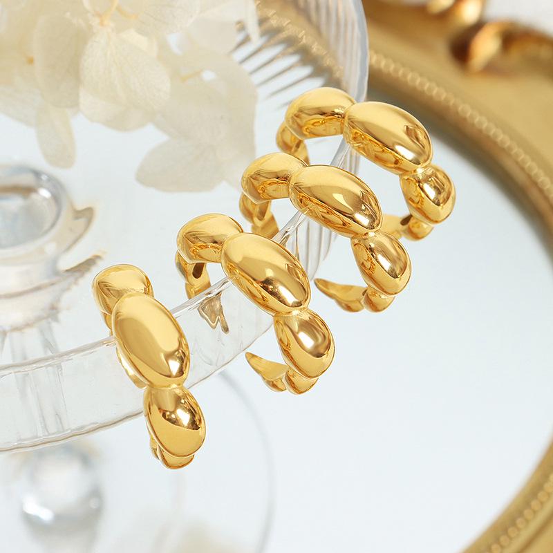 New Chinese Rice Bead Open Ring: Light Luxury Design, Colorfast Titanium Steel, Unique Temperament Finger Ring for Women