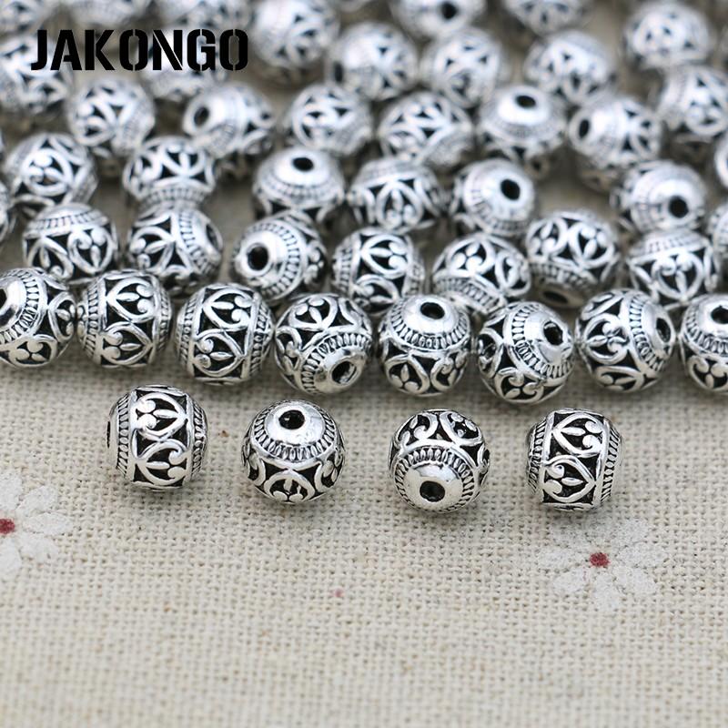 10Pcs Antique Silver Plated Hollow Butterfly Loose Spacer Beads For Jewelry Making Bracelet Accessories 8Mm