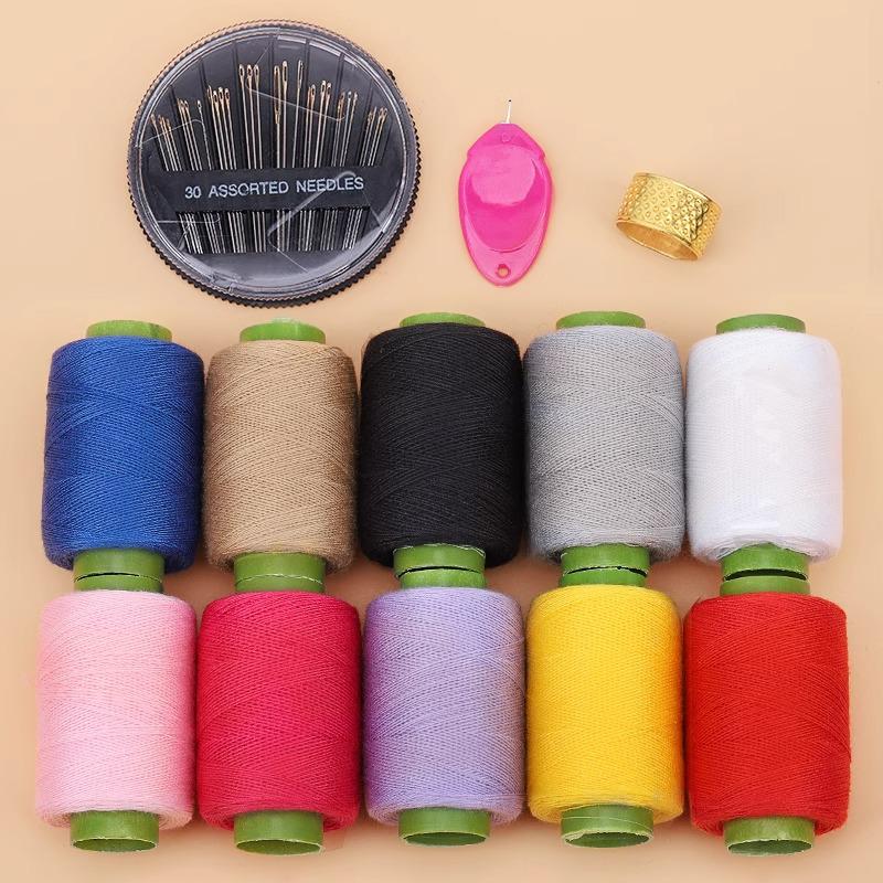 Black & White DIY Sewing Thread and Needle Set for Mending and Handcrafts