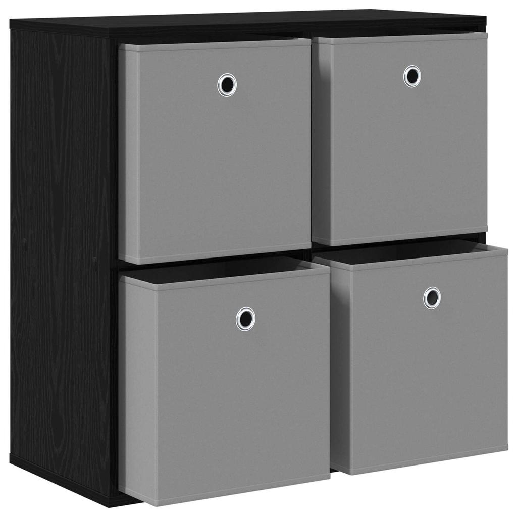Sideboard with Drawers Black Oak Effect 68.5 x 32 x 67 cm