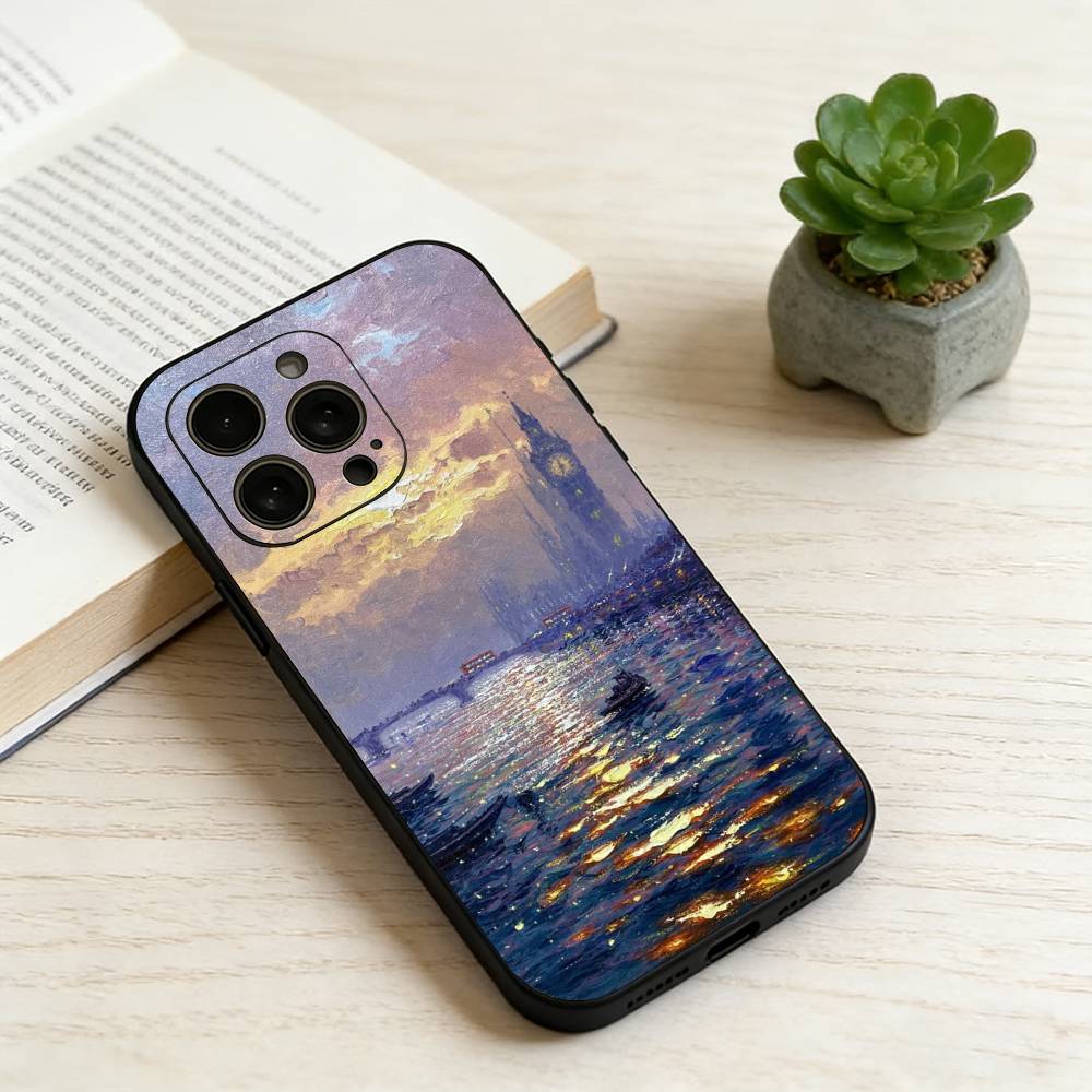 

Landscape oil painting Phone Case For iPhone 17,16,15,14,13,12,11 Plus,Pro Max,XS,Soft Silicone Black Cover iPhone12PROMAX