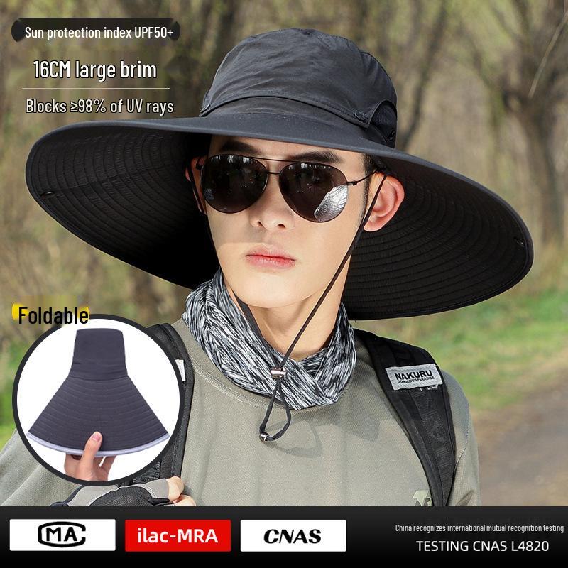 Men's Wide Brim UV Protection Sun Hat for Summer Outdoor Activities