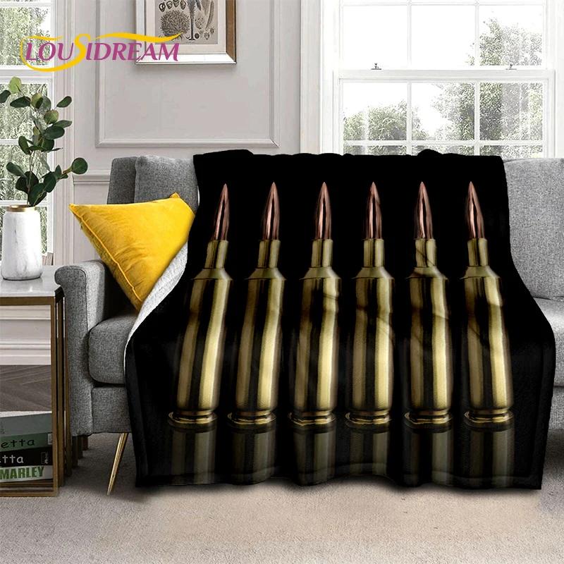29 Style Retro Guns Pistol Ammunition Bullet Cartridge AK M4 Soft Flannel Blankets,Throw Blanket for Picnic Beds Sofa Bedroom