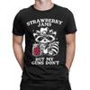 Strawberry Jams But My Don't Funny Raccoon Men T Shirt  Funny Tee Shirt Short Sleeve Round Neck T-Shirt Cotton Summer Clothes