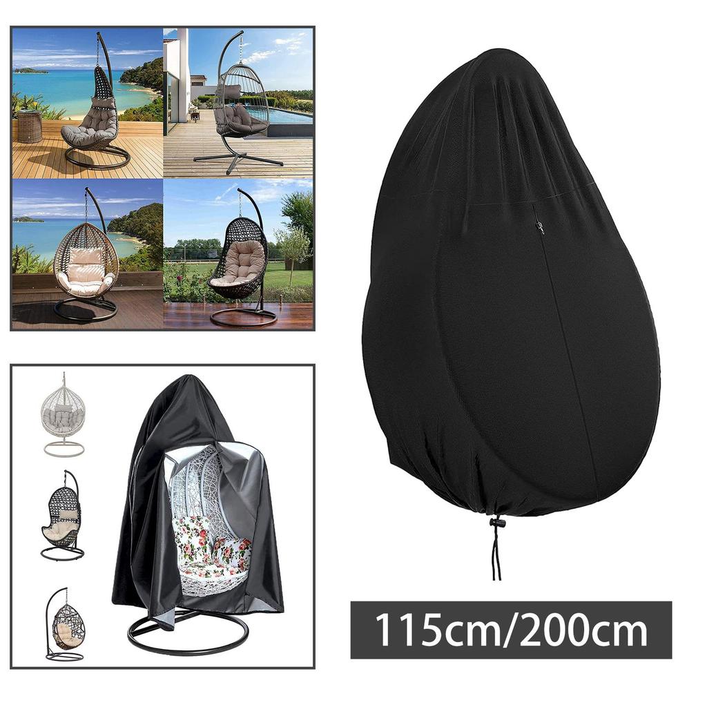 Cover for Garden And Patio Hanging Chairs, Black, with Zipper, Windproof, Dustproof, 210D Oxford ,
