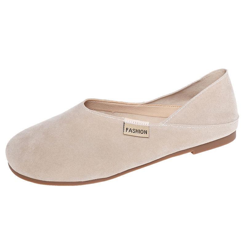 Single Shoes Women's New Flat Bottom One Pedal Lazy Half Slippers Two Wear Grandma Shoes Doudou Shoes Women