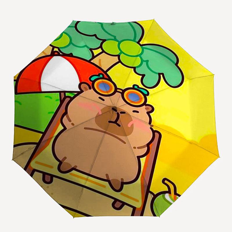 1pc Hamster Outdoor Umbrella - Automatic Opening/Closing, Portable 3-Fold Design with 8-Bone Iron Frame, Perfect Gift for Fans, Travelers, and Daily U