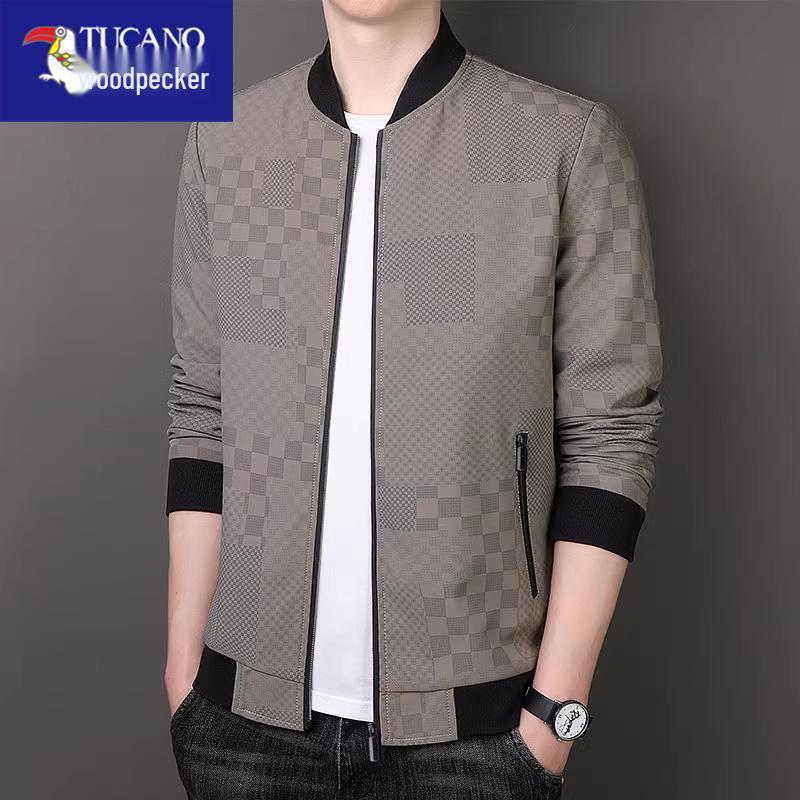 Men's Woodpecker Turn-Down Collar Jacket - Trendy Spring-Autumn Executive Coat, Versatile Business Wear for Dad.