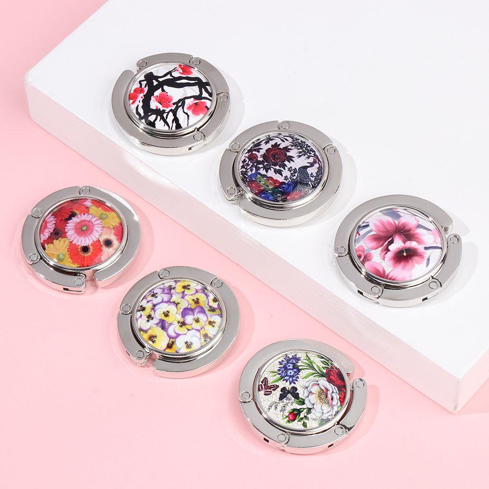 Oil Painting Style Crystal Portable Folding Table Hanger Table Bag Hook Desk Hooks Purse Holder