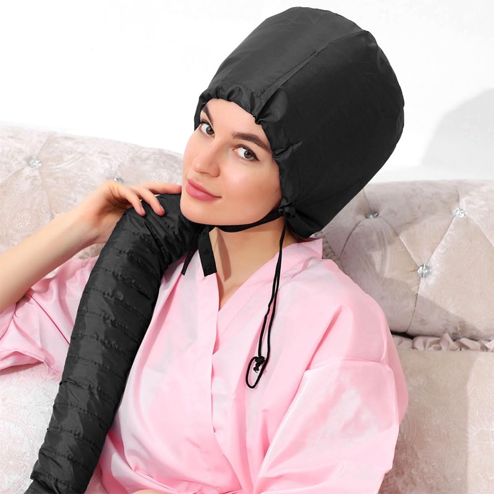 Haartrocknungshaube, Haartrocknerhaube, Haartrocknungshut, Haarmodellierung, Warmlufttrocknungshaube, Hut, Haarkappe, Friseurhut, Haarbehandlung, Heimgebrauch, Unisex (Schwarz)