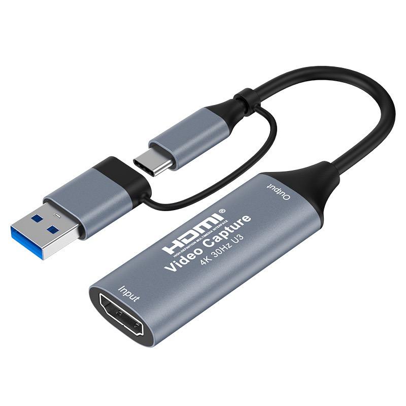 2 In 1 USB 3.0 Video Capture Card 4K HDMI-compatible To USB 2.0 Type-C Game Grabber Record For Switch Xbox PS5/4 Live Broadcast