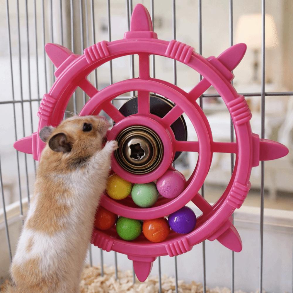 Colorful Beads Interactive Spinning Wheel Rudder Shaped Bird Cage Toy  Bird Cage Use