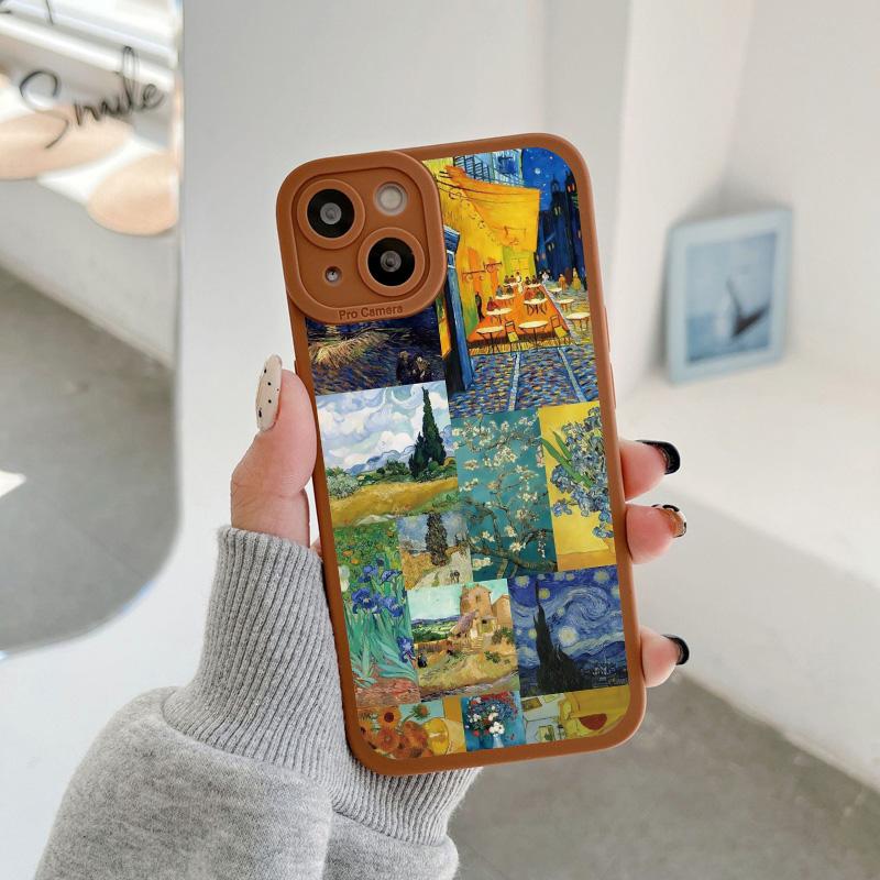 Vintage Van Gogh Handyhülle für iPhone 8 7 Plus SE2 13 12 11 14 Pro Max Puzzle Illustration Handy Rückseite für iPhone X XS XR