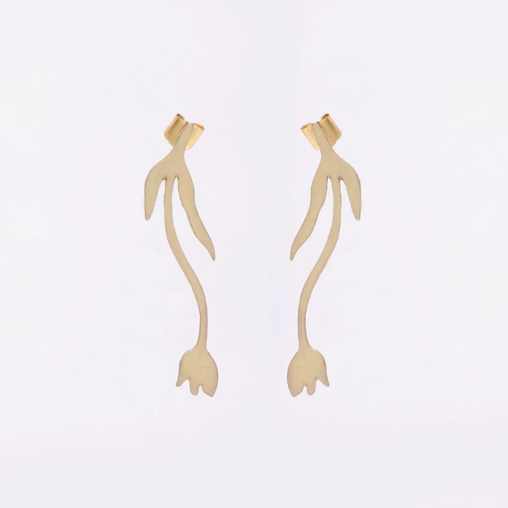 Alma Vine Drop Handmade Brass Earrings
