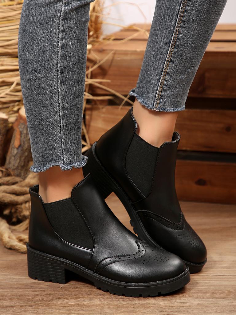 Botas Chelsea Masculinas de Couro Estilo Britânico Moda Slip-on Elásticas no Tornozelo de Cano Alto Masculinas Casuais de Vestir Botas Elegantes Sapatos de Caminhada