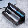 Men's long zipper coin purse with large capacity and multiple compartments, business canvas cross-border clutch bag and card cas