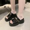 Fashion 2025 New Beach Fashion Water Proof Roman Sandals Women's Chunky Heels Fashion High Heeled Slippers Slope Heel Casual Sandals