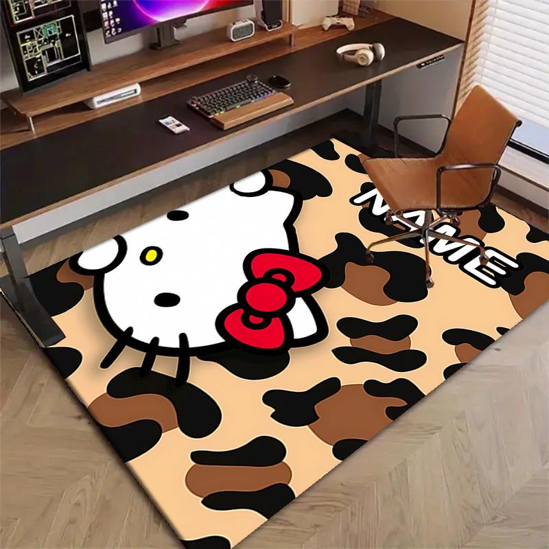 Custom HelloKitty Mat Personalized Name, Polyester Washable Indoor Entryway Rug, Gift for Christmas, Easter, Thanksgiving Day