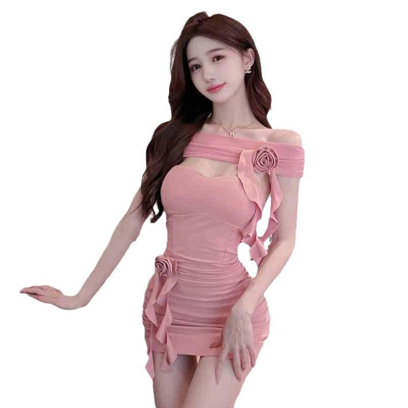 Top tub sexy de damă halter cu floare tridimensională rochie șold