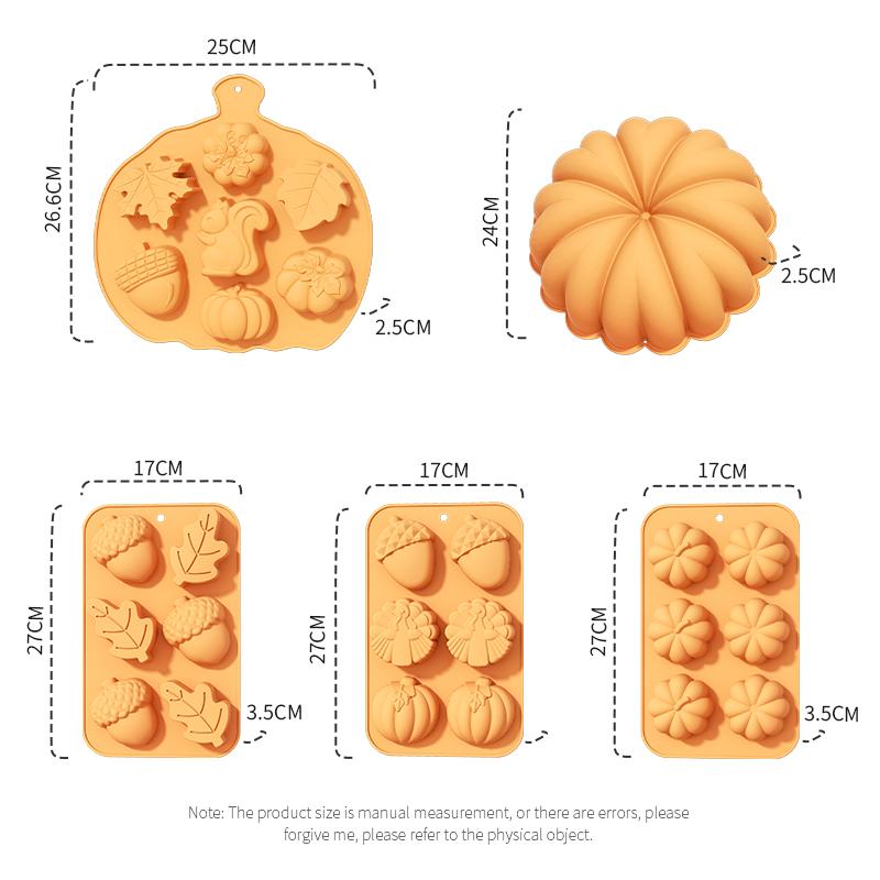 5PS Silicone Baking Mold DIY Pumpkin Nut Leaves Joy of Harvest Fondant Cake Silicone Halloween Art Craft Decorating Tool
