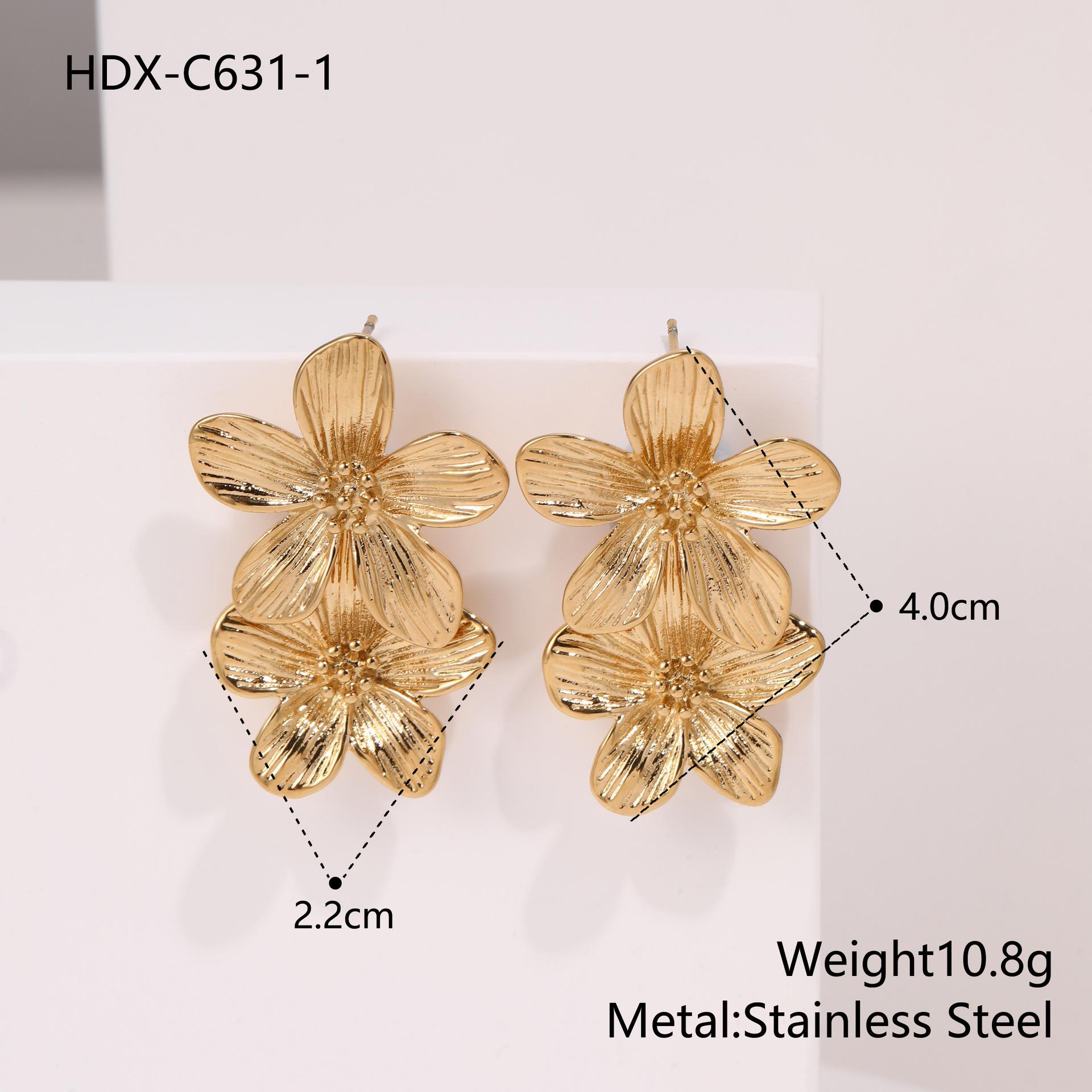 18K Gold & Silver Plated Elegant Flower Stainless Steel Earrings