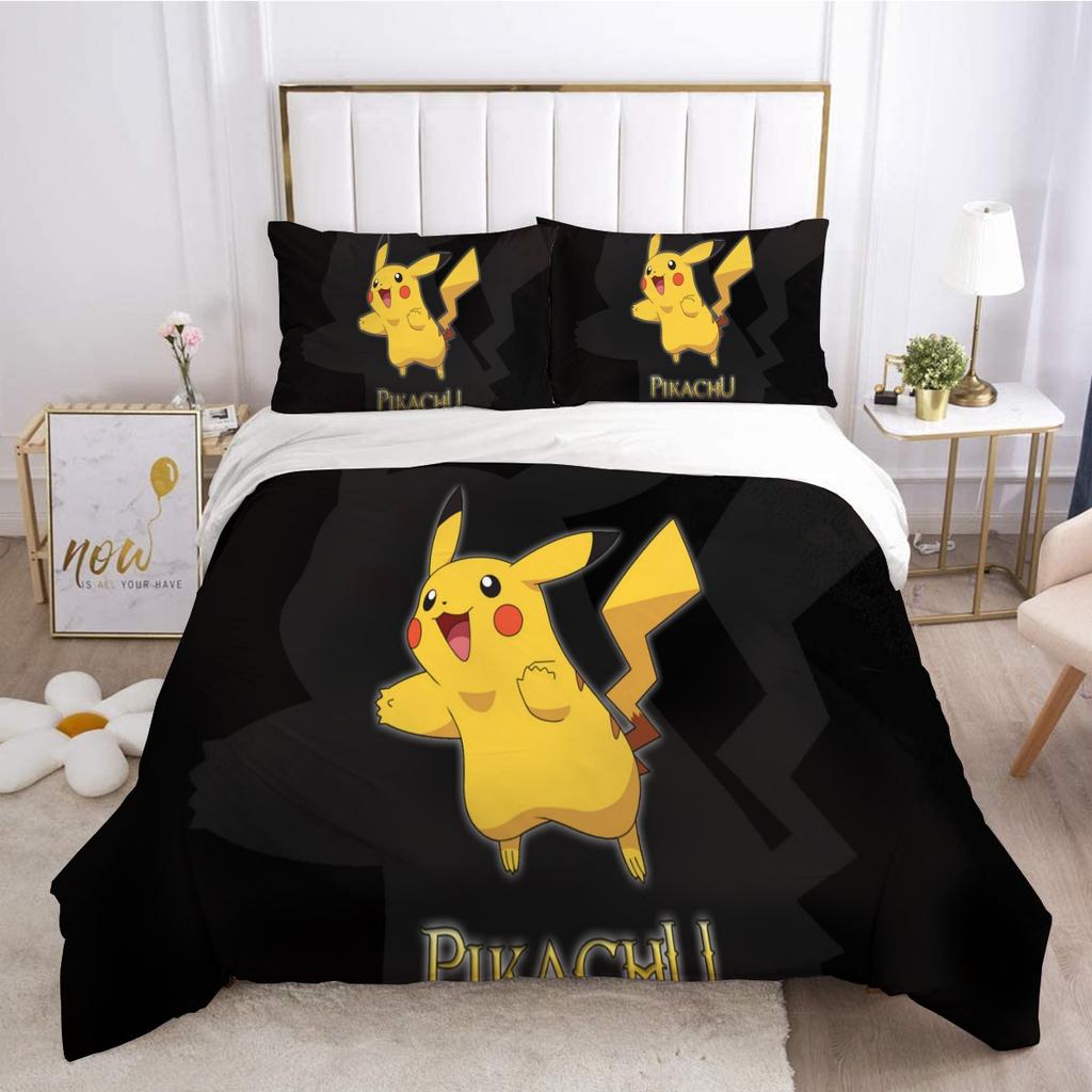 3D Cartoon Print Bedding Set, Anime Pikachu Friends Game Microfibre 2 piece,Teenager Children's Duvet Cover And Pillowcase Set