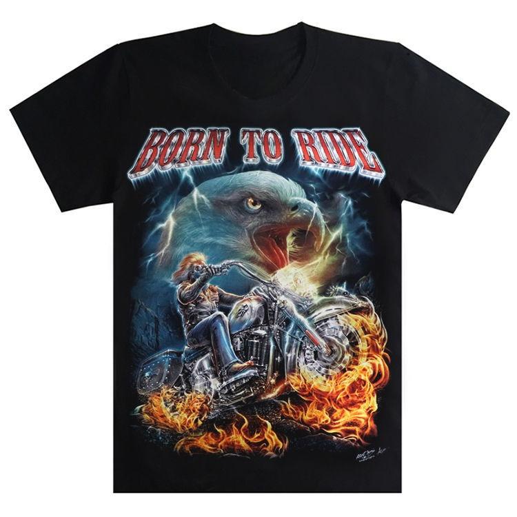 Skull Harley Locomotive Print Men's High-quality Cotton Short-sleeved T-shirt New Casual Clothing Motorcycle T-shirt