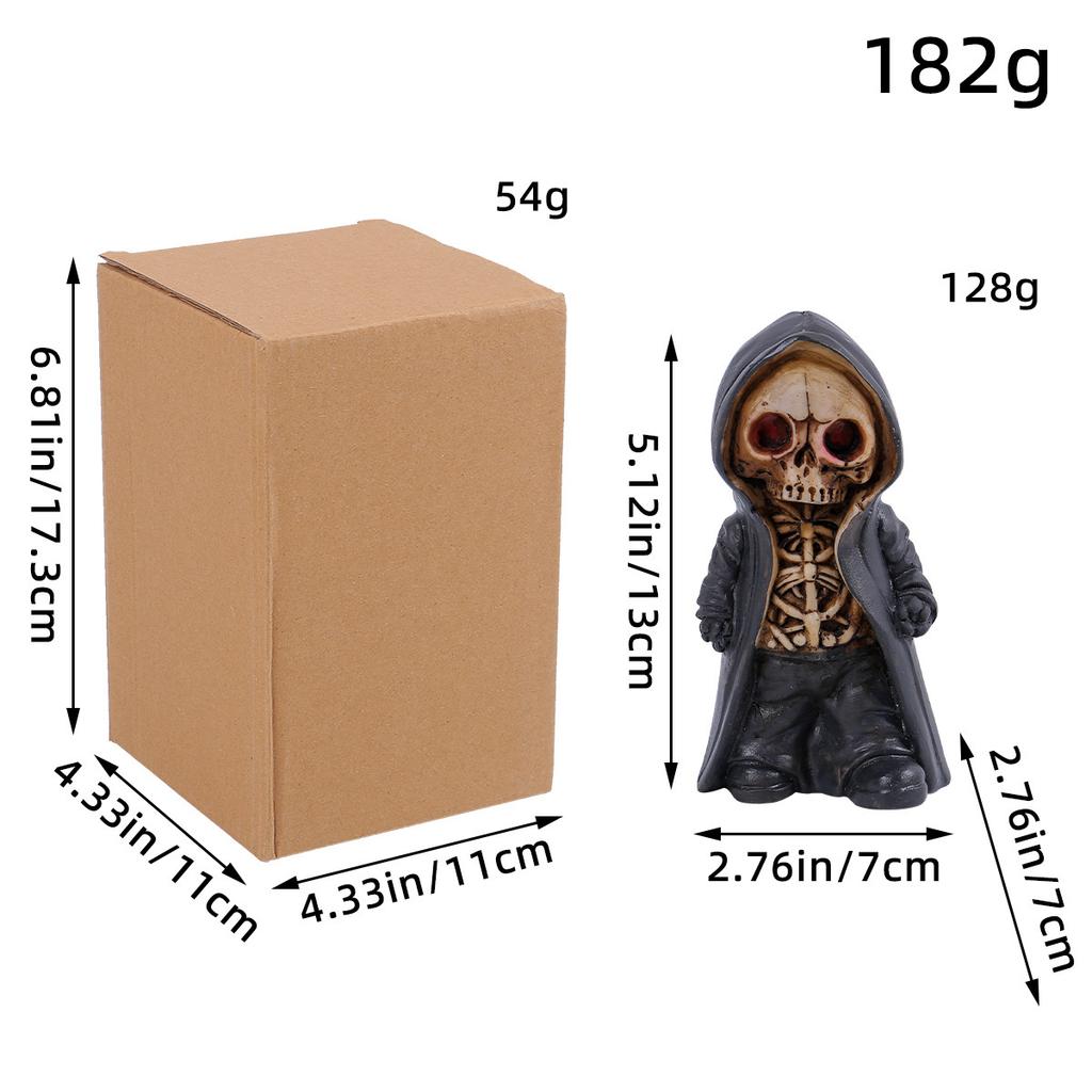 Halloween Standing Skull Man Ornament, Creative Ghost Festival Horror Mask Man Resin Craft Ornament