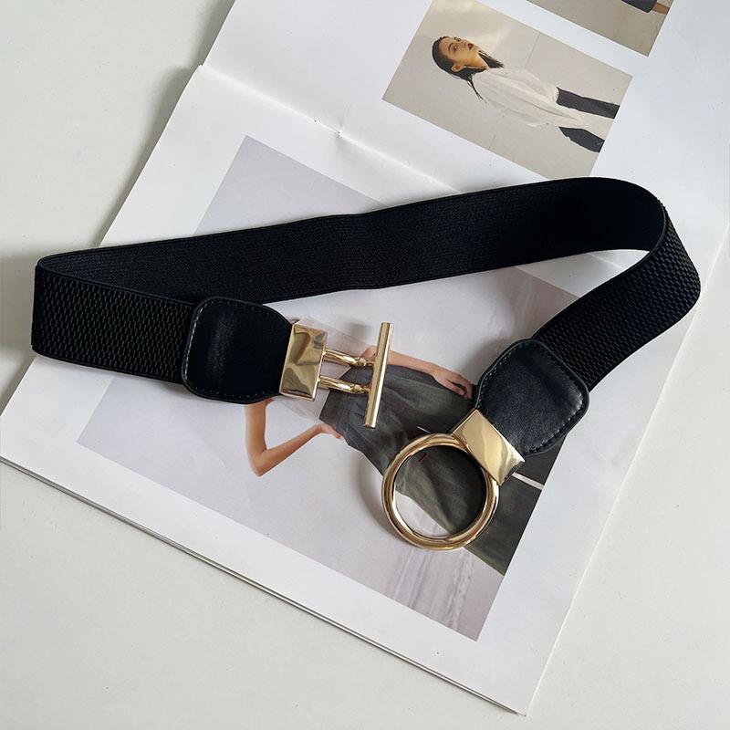 

Belt Women S Wide Belt Elastic Elastic Belt Simple With Dress Coat Waist Tide Waist Seal 65cm чорний
