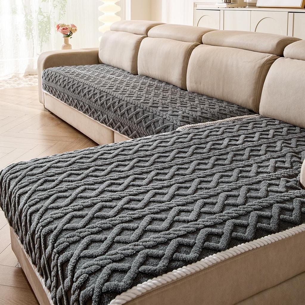 Winter Plush Sofa Cushion Set - Modern Anti-Slip Thickened Cover