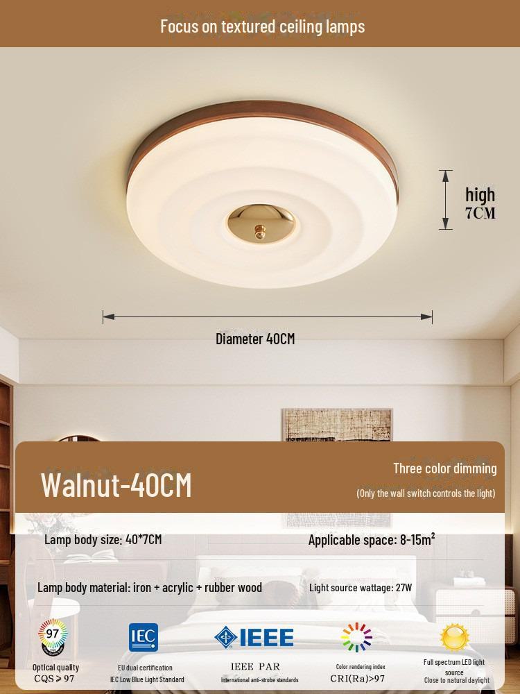 

Потолочный светильник с полным спектром защиты глаз - японский стиль для спальни, французское стекло для ресторана, кабинета и балкона Three-color light