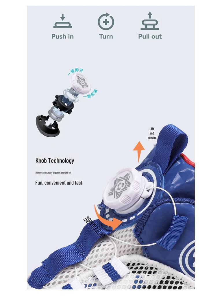 2025 New Autumn Boys' Basketball Shoes: Breathable Mesh, Rotating Buckle, Ideal for Students and Running.