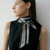 Stripe Long Twilly Silk Scarf - Blue/Brown