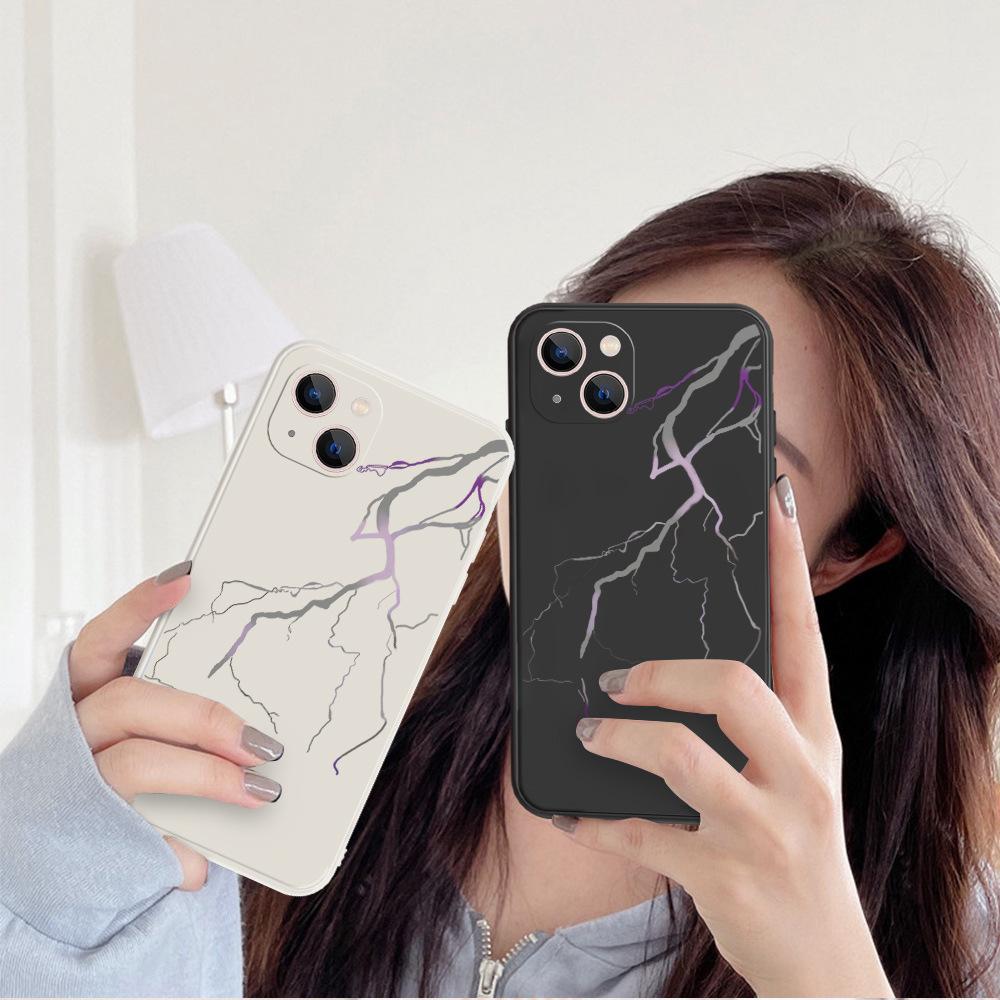 Creative Personalized Lightning Suitable for Apple 13pm Mobile Phone Case 17pro Anti-drop Protective Case Iphone16 Soft Case 11p