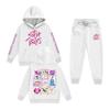 Kids' Long Sleeve Loose Pullover Letter Print Drawstring Hooded Sweatshirt Sweatpants Set