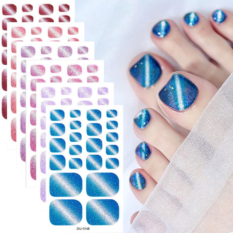 Glittery Nail Stickers, Gradient Cat-eye Toenail Stickers, Waterproof Nail Stickers That Brighten Skin Tone