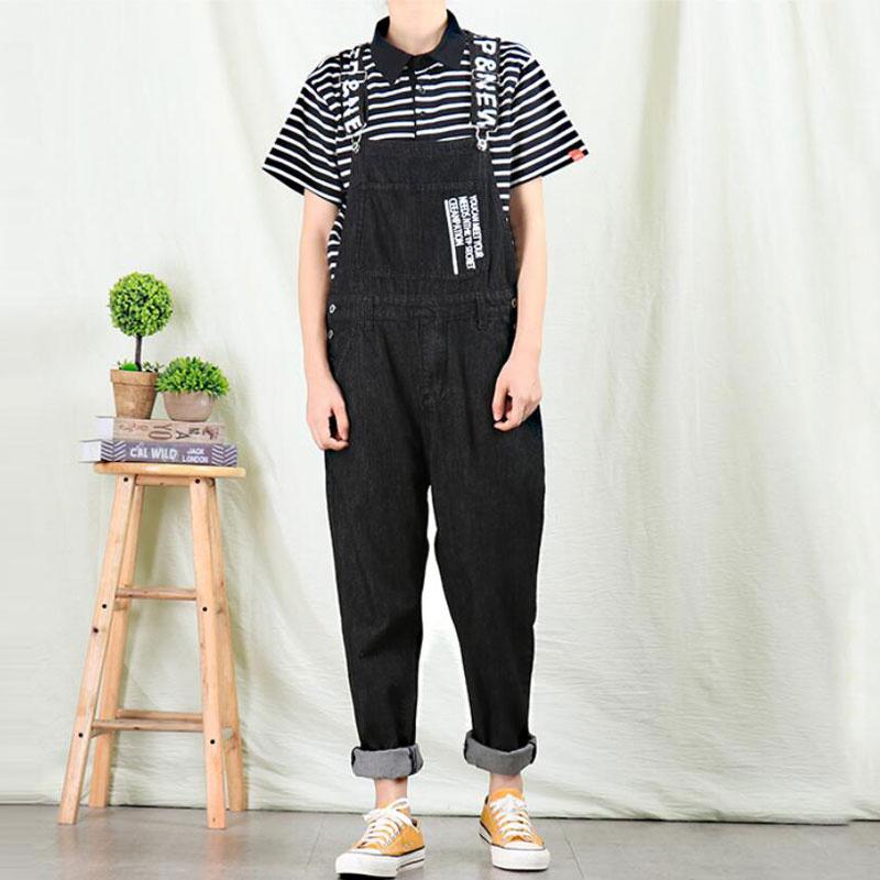 

Джинсы для мужчин Мужская джинсовая рабочая одежда больших размеров Мужские джинсовые брюки-комбинезоны Мужские узкие подтяжки Черные джинсы L чёрный