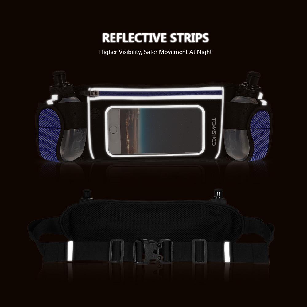 

Пояс для бега TOMSHOO Hydration с 2 бутылками для воды, легкий, светоотражающий