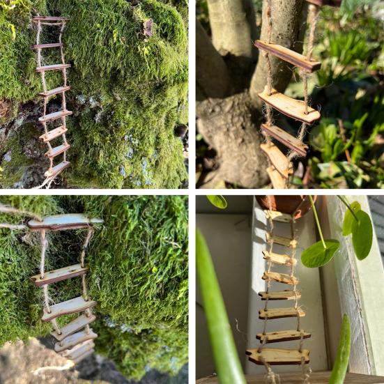 Mini Rope Ladder Ornament Fairy Gardens Wooden Ladder Display Mold Gnome
