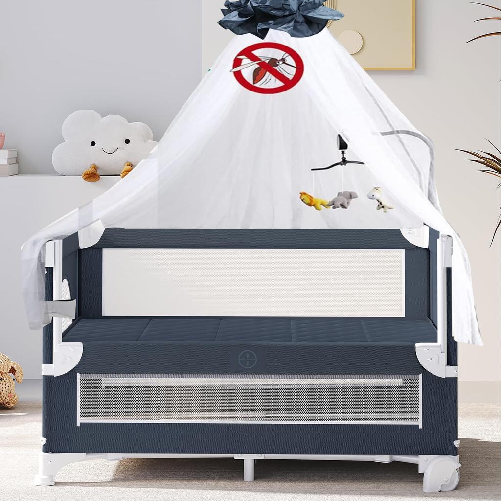 JZOOOZ Baby Crib with Diaper Changing Table with Easy Newborn Mosquito Includes Hanging Perfect As a Baby Gift Co-sleeping (Size 115x65x75cm)