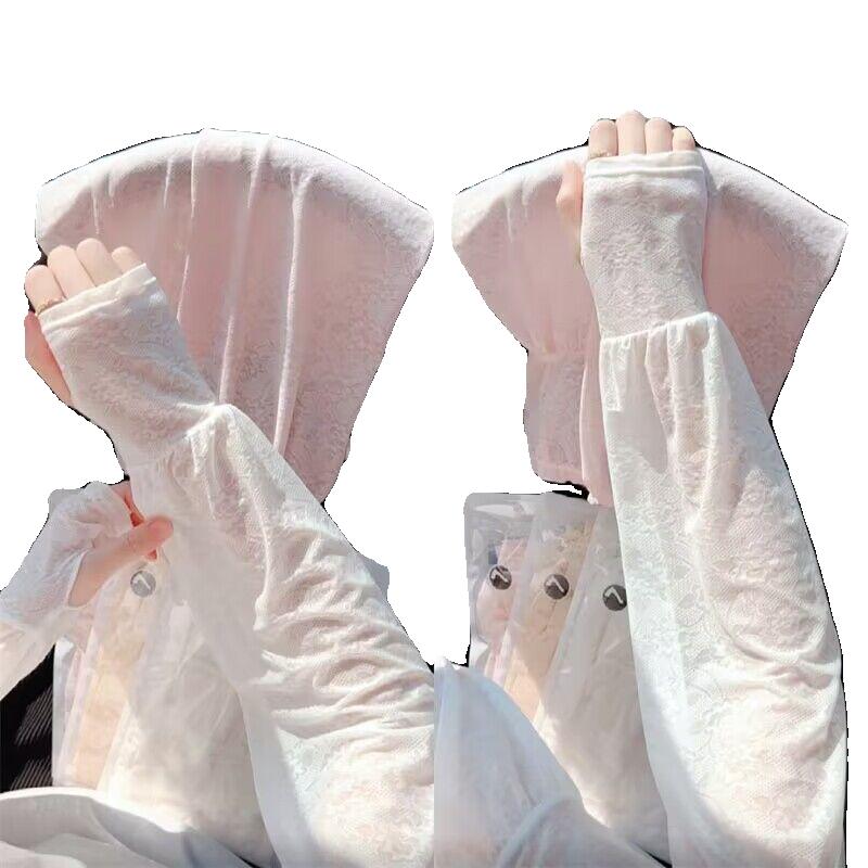Lace, Sunscreen Ice Sleeves, Women's, Summer, UV Protection, Thin, Outdoor Cycling, Loose Sleeves, Ice Silk Sunscreen Sleeves