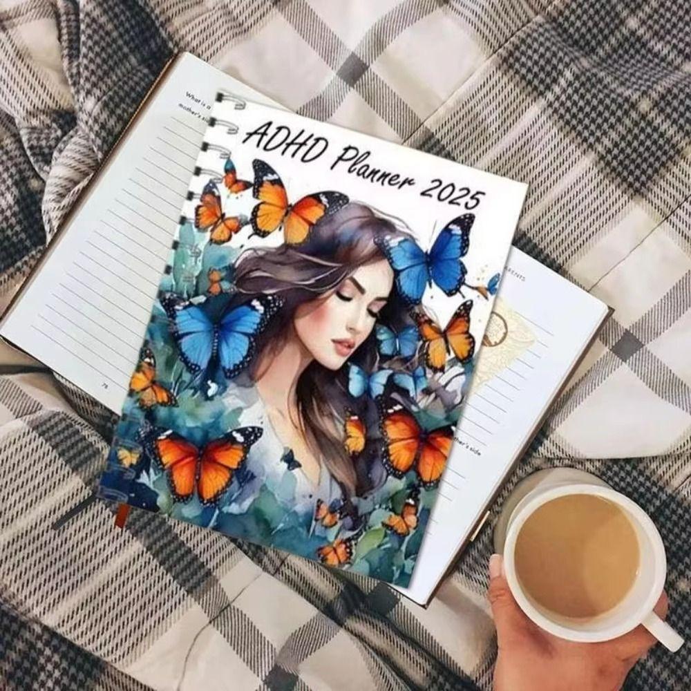 Portable 2025 ADHD Daily Planner Book Hardcover Work Study Planner Agenda Notebook  Student