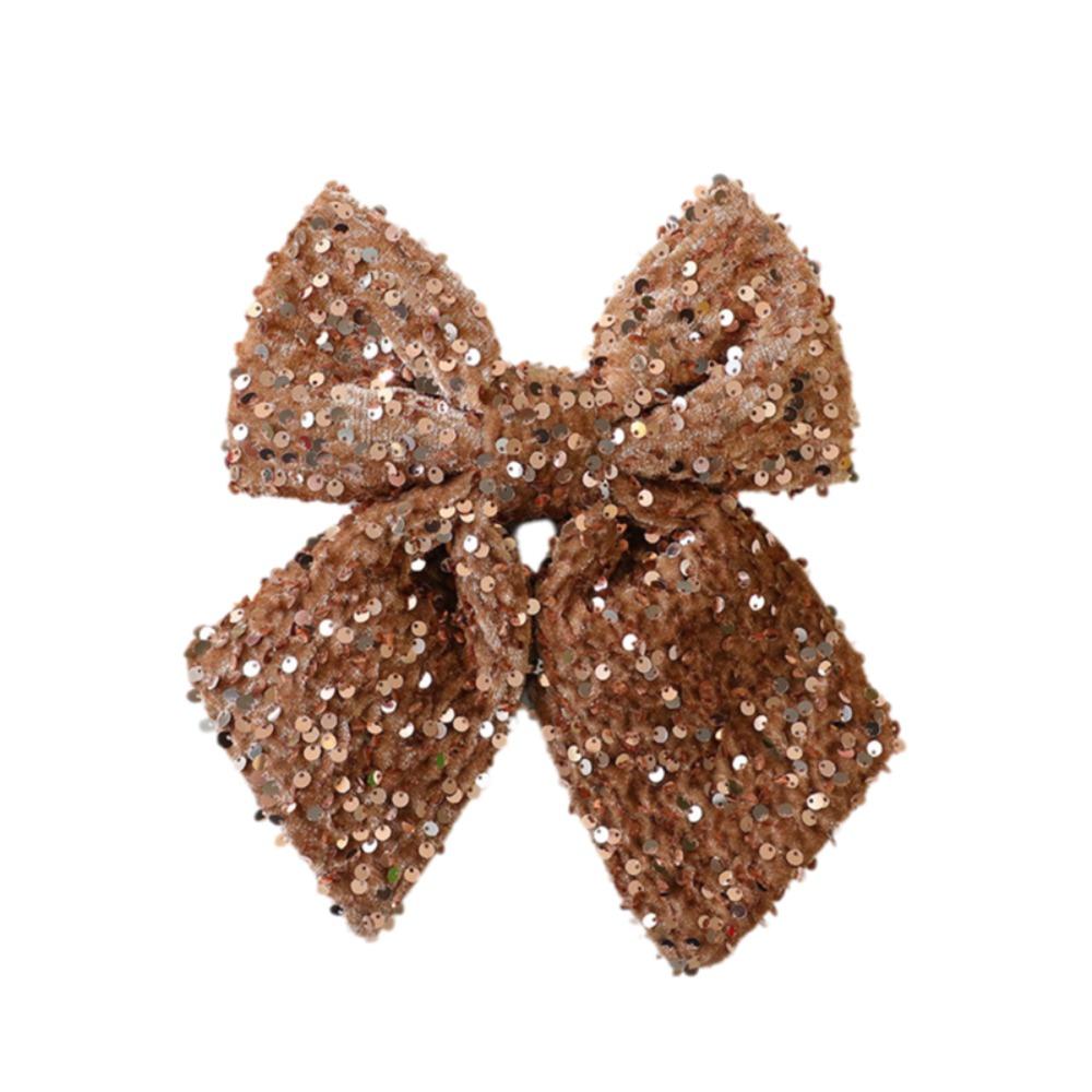 Sparkling Christmas Bow Pendant with Ribbon Flocked Wreath Decorative Bow DIY Christmas Tree Bowknot Navidad