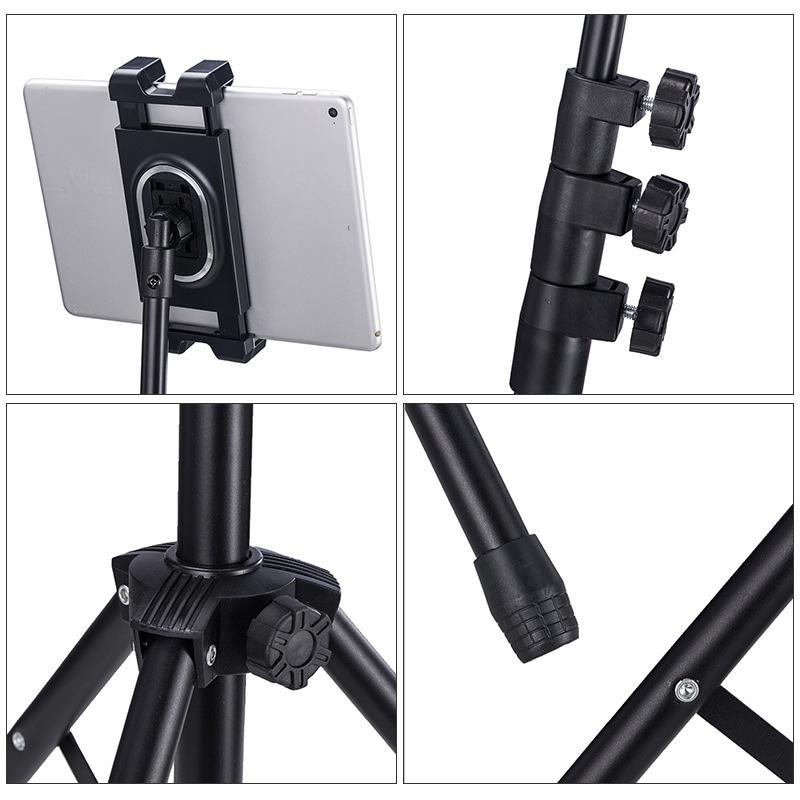 1Pc Floor Tablet Tripod Stand 4.7-12.9" Universale Tripod Stand Black IPhone Tablet Mount Stand Free Standing 360° Rotation
