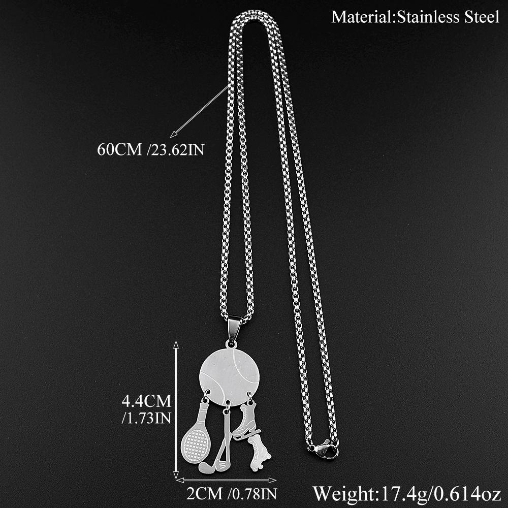 Tennis Golf Ice Skate Roller Skate Pendant Necklace For Women Men Stainless Steel Silver Color Drop Chain Sports Jewelry Gifts