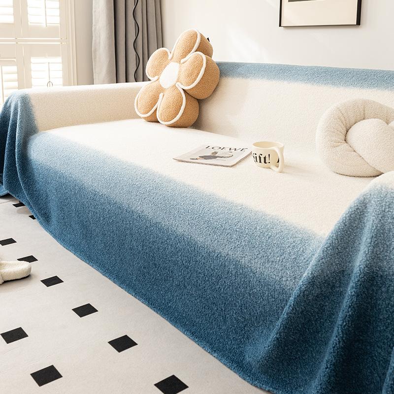 Lamb fleece thickened sofa towel, advanced sense, anti-cat scratch, simple modern style, living room full cover, sofa cover, blanket cover