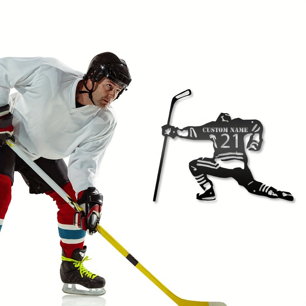 Custom Hockey Metal Wall Art Personalized Ice Player Silhouette Sports Room Decor